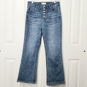 Risen Jeans High Rise Button Fly Cropped Jeans, Size 31